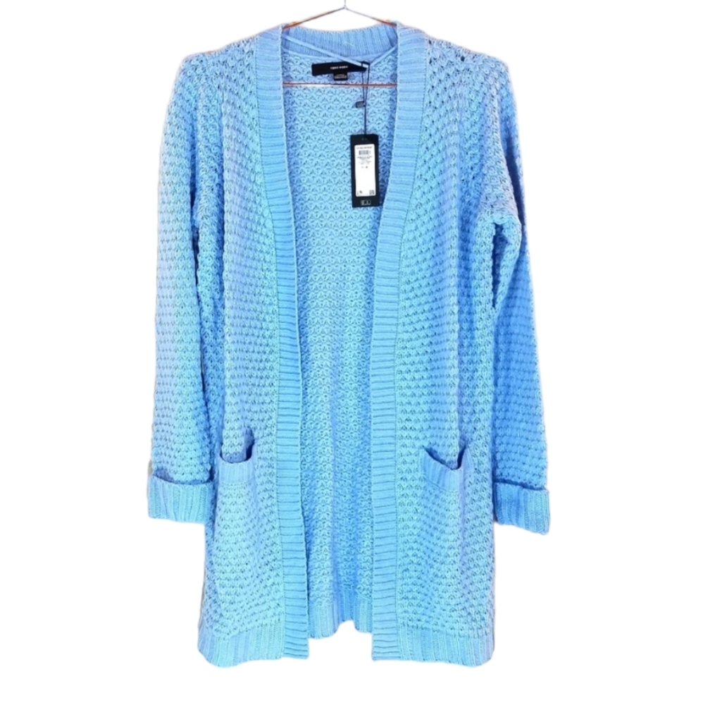 VERO MODA Placid Blue Open Front Cardigan Size M